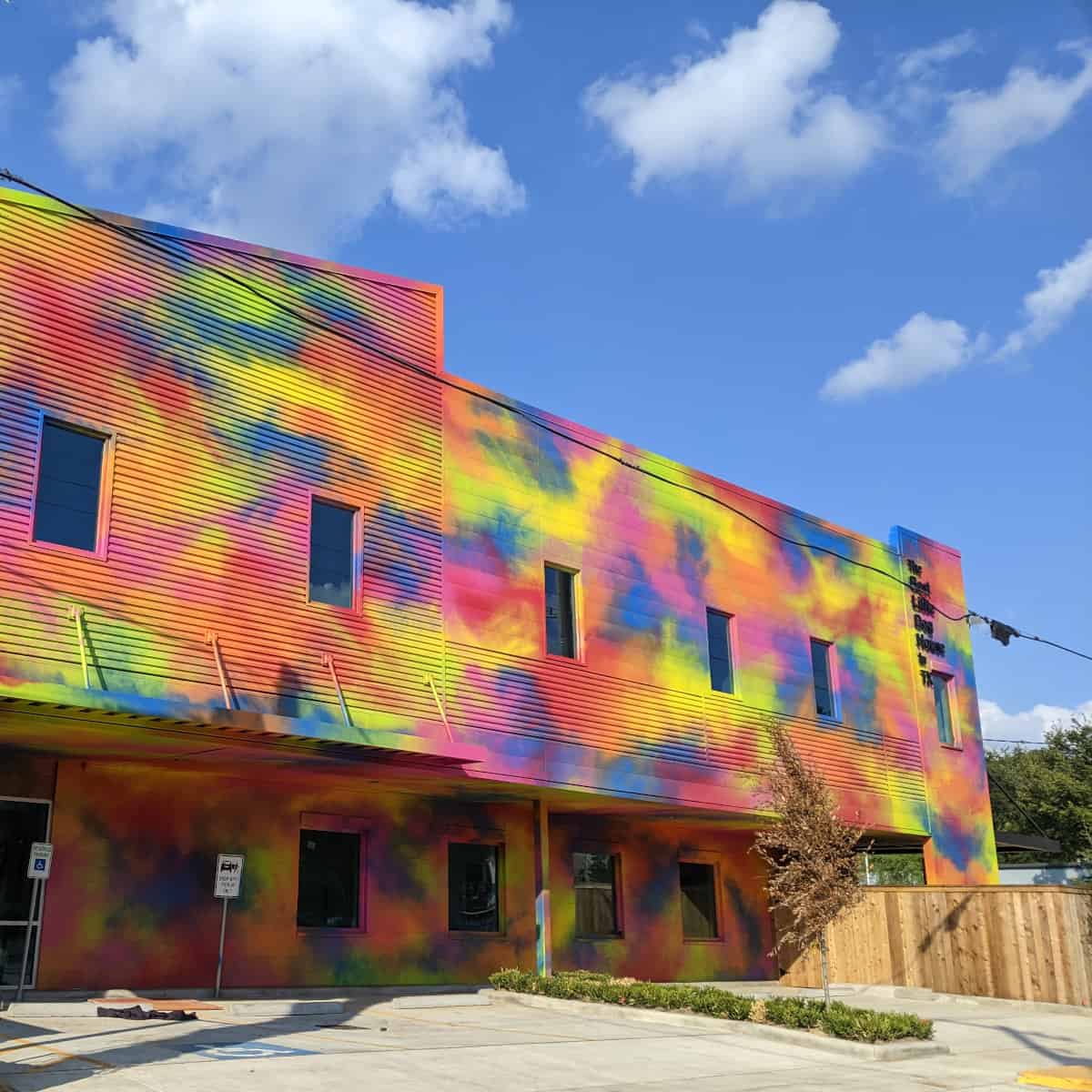 Best Little Dog House in Texas Tie Dyed Painted Building