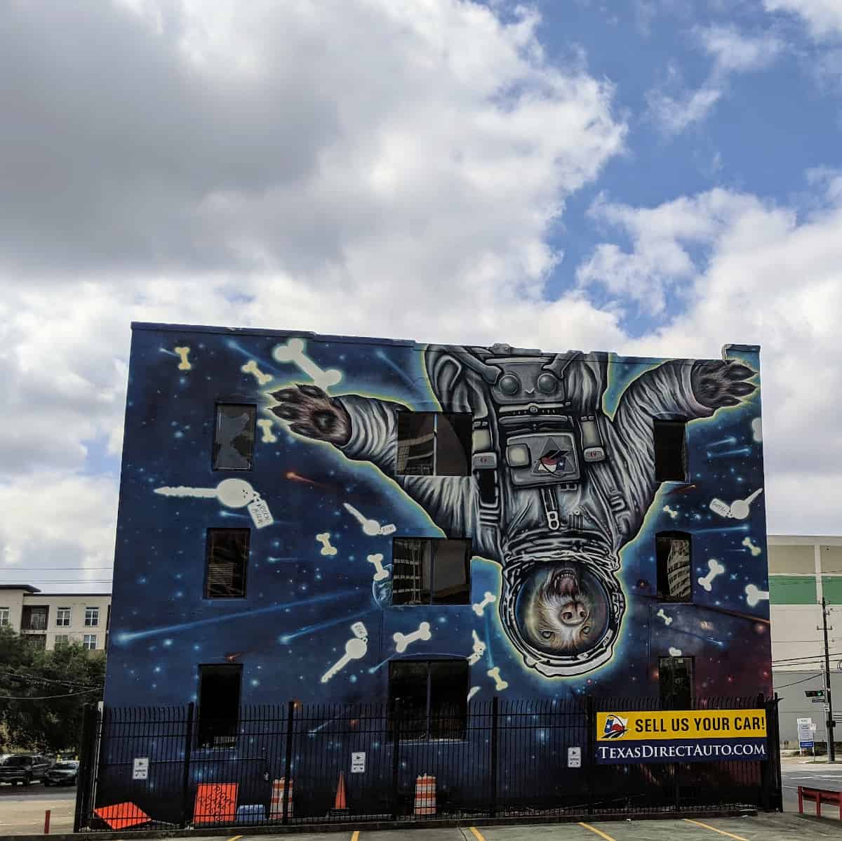 Dog Astronaut Mural in Downtown Houston