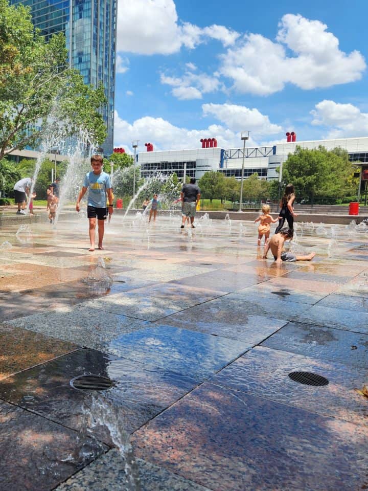 Splashpad at Discovery Green in the Summer