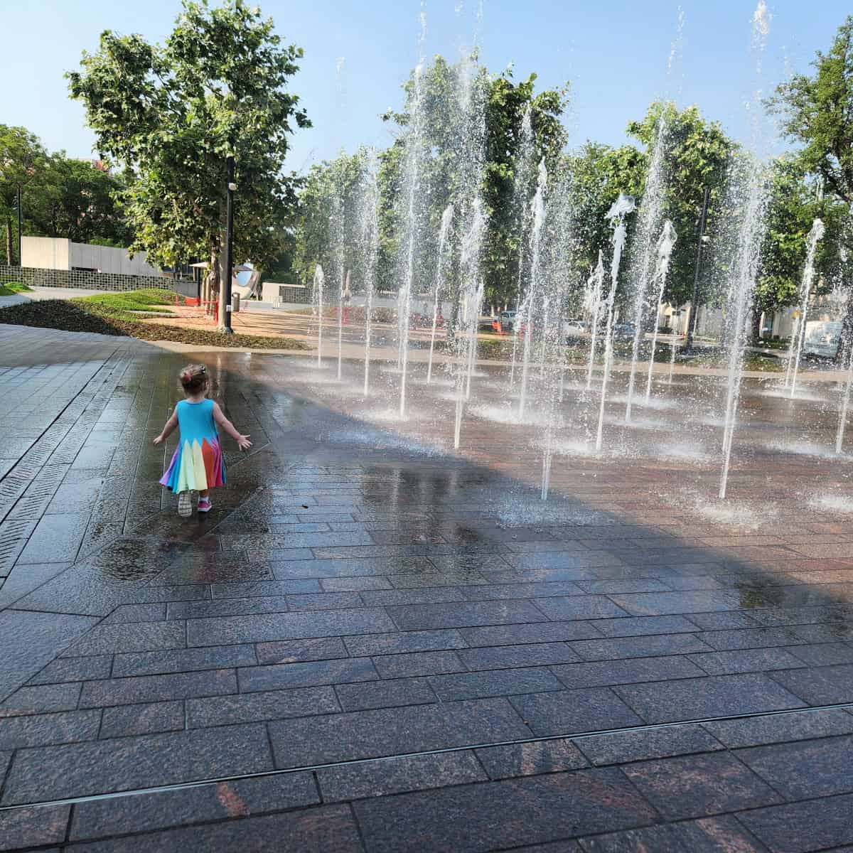 Water at Splashpad outside of the Museum of Fine Arts Houston