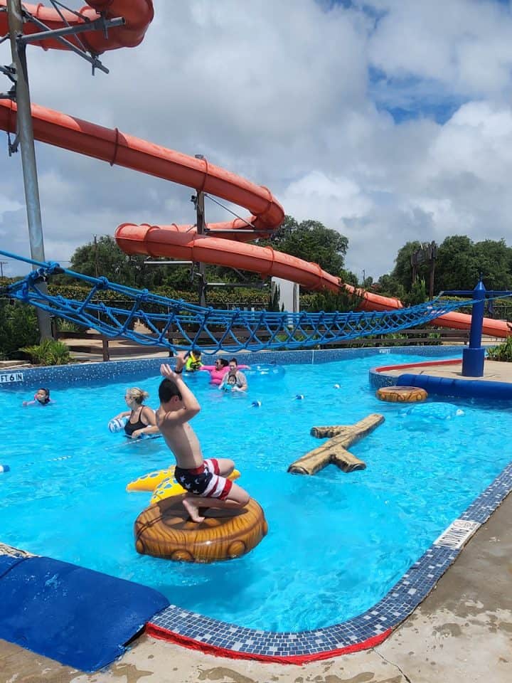 Splashway Waterpark monkey bars across the lazy river