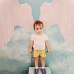 Baby angel at ice cream shop