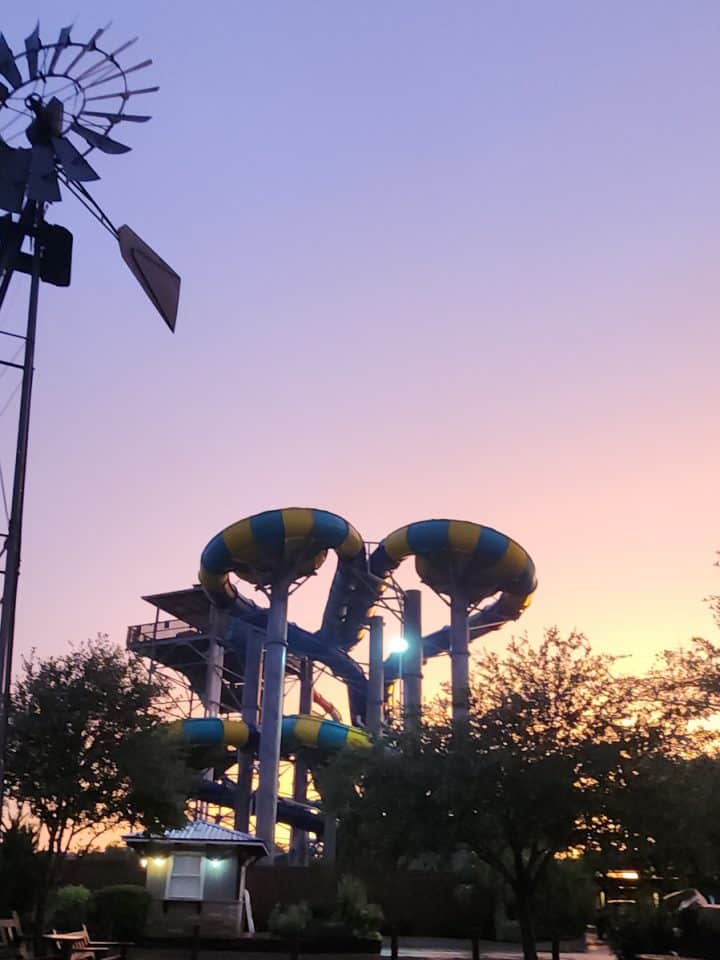 Splashway Waterpark and Campground at night
