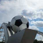 Soccer ball on the bridge in Montrose over I59